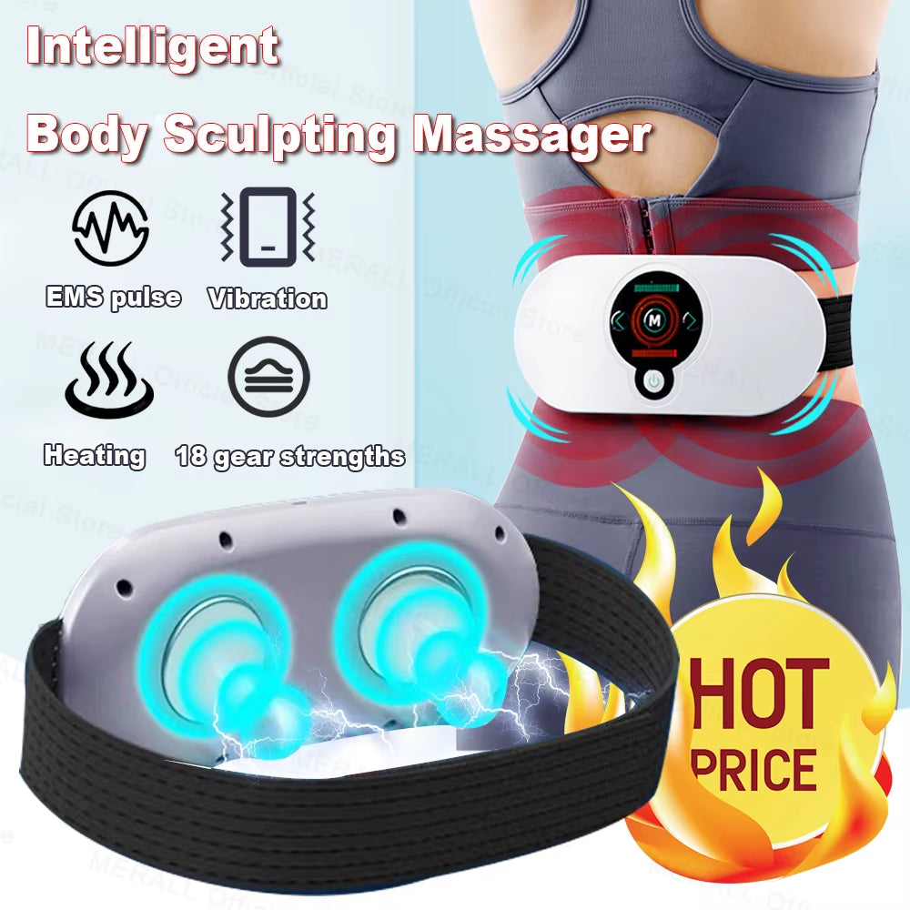 Electric Waist Massager EMS Muscle Stimulation Pulse Body Sculpting Massager Vibration Heating Back Massager Body Shaping