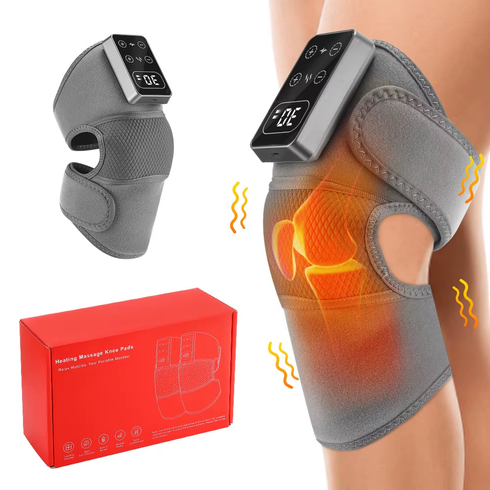 Electric Knee Pad Massager 3 Vibration 5 Levels Cordless Thermal Hot Compress Knee Support Brace Knee Leg Muscle Protection