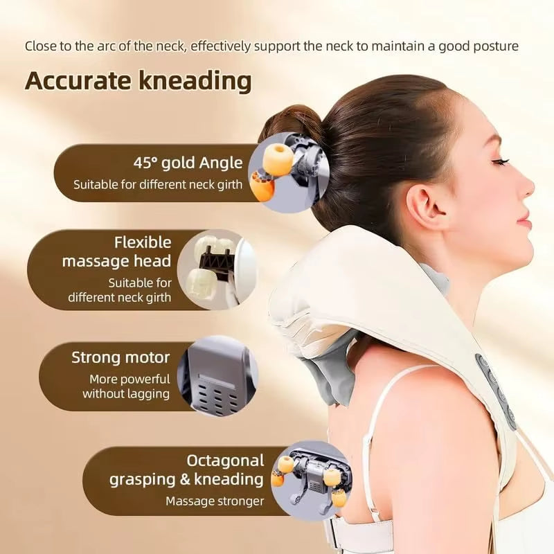 20W Wireless Massager Relief Massage Trapezius Muscle Relaxation Deep Shiatsu Simulated Human Hand Kneading Neck Electric