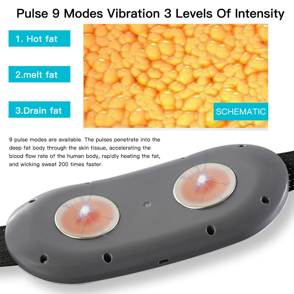 EMS Abdominal Slim Massager Electric Waist Trainer Fat Cellulite Burner Belt Vibration Muscle Massage Slimming Pulse Weight Loss