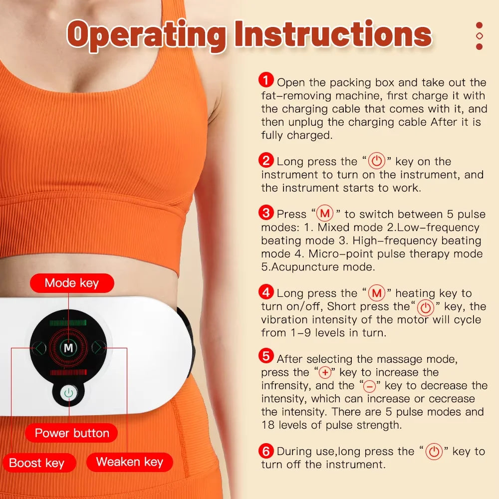 EMS Abdominal Slim Massager Electric Waist Trainer Fat Cellulite Burner Belt Vibration Muscle Massage Slimming Pulse Weight Loss