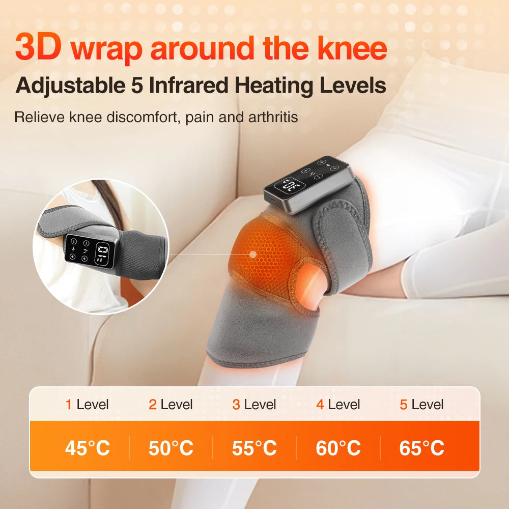 Knee Leg Thermal Massager 3 Gears Vibration Knee Pads 5 Gears Hot Compress Vibrador with Heat USB Charge
