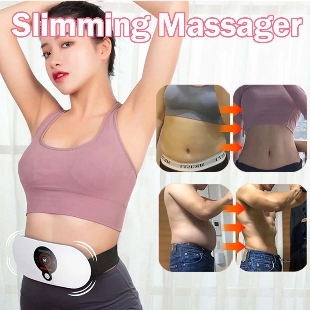 EMS Abdominal Slim Massager Electric Waist Trainer Fat Cellulite Burner Belt Vibration Muscle Massage Slimming Pulse Weight Loss