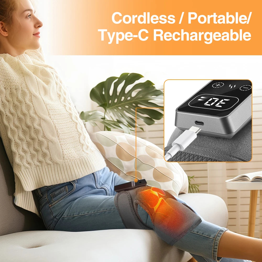 Knee Leg Thermal Massager 3 Gears Vibration Knee Pads 5 Gears Hot Compress Vibrador with Heat USB Charge
